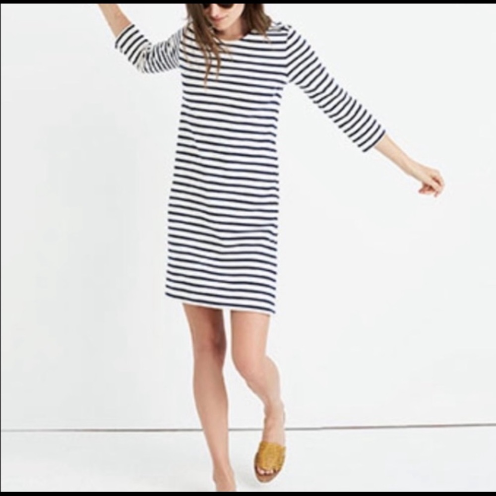 Madewell Striped Long Sleeve Dress Sz L